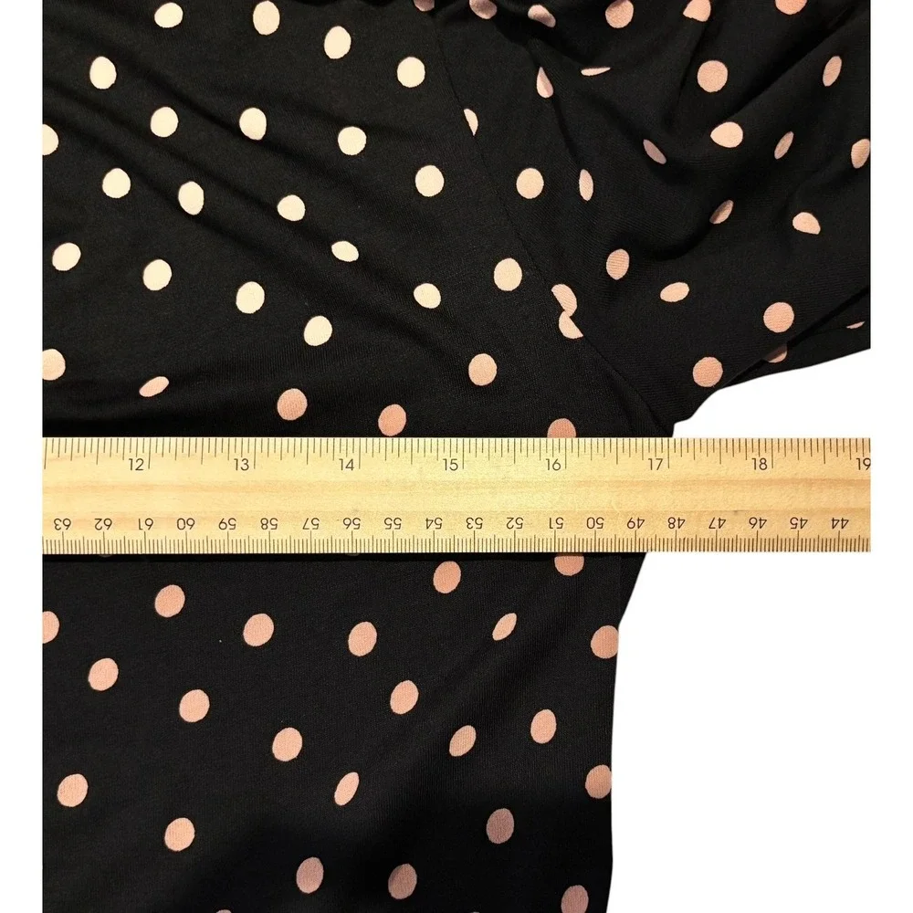NWT Boden Black Pink Polka Dot Knit Dress‎ 3/4 Sleeve Fit Flare